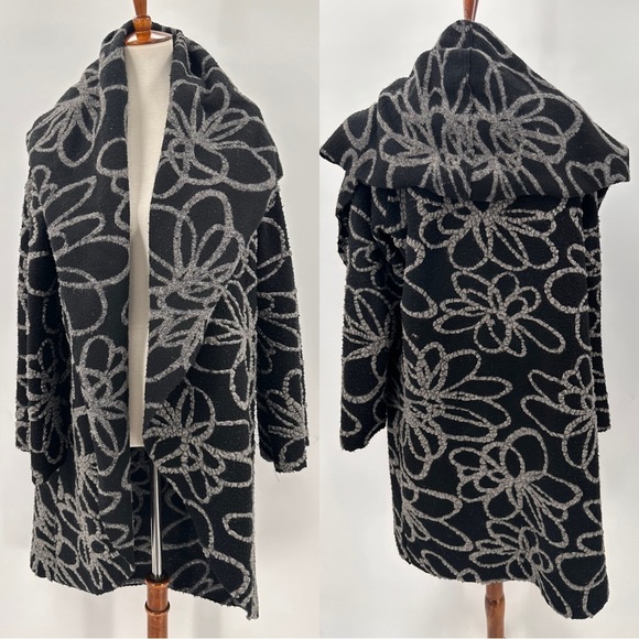 Bryn Walker Wool Blend Lagenlook Oversized Wrap Cardigan Coat Jacket Size Medium - Picture 2 of 6